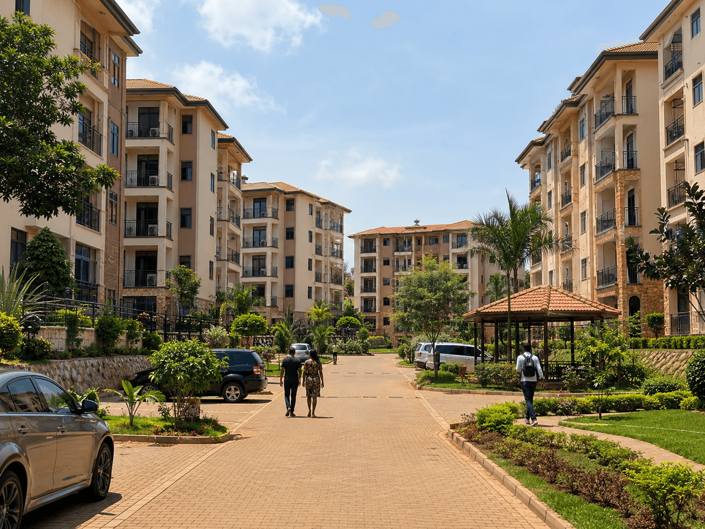 Real affordable apartment community in Kampala with internal access roads and shared open space